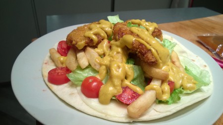 Chicken fried pizza